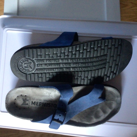 Blue suede Mephisto Helen Sandals size 37 - Picture 12 of 12